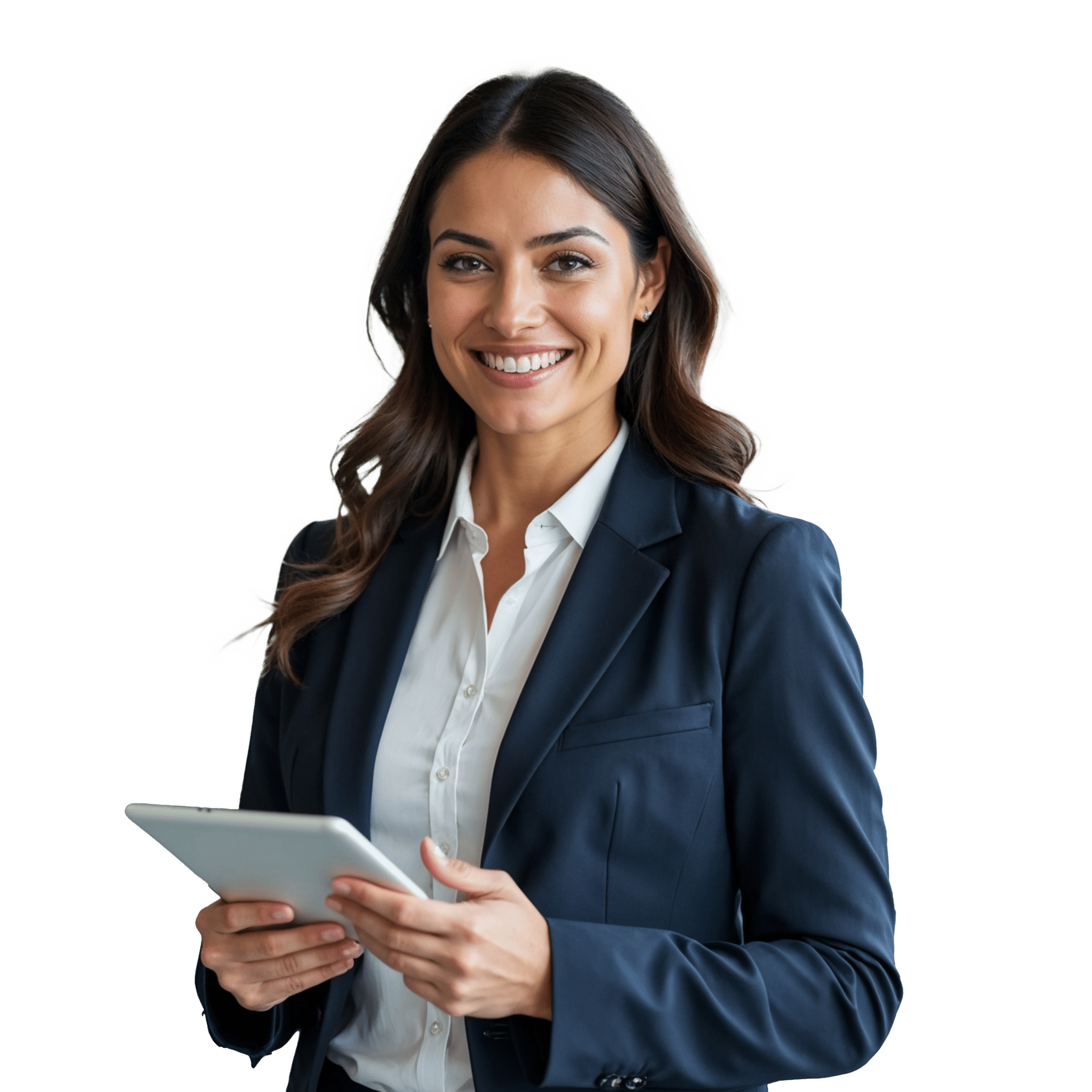 Smiling marketing professional holding a tablet – Marketing & Content Automation Specialist