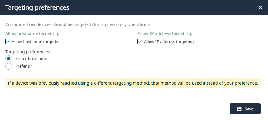 Configuration of the targeting preferences